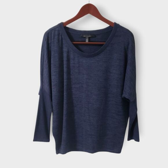 WHBM Dolman Sleeve Pullover Sweater Blue Heathered Sz XS Casual Minimalist Fall - Picture 1 of 9